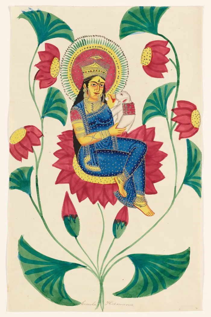 Vintage Goddess Sarasvati 19th Century Canvas wall art print | PrintPosters.in